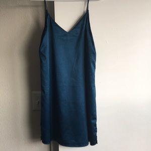 Blue silky spaghetti strap dress
